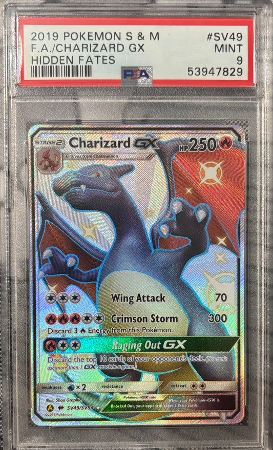 PSA 9 Charizard GX #SV49 Pokemon Hidden Fates